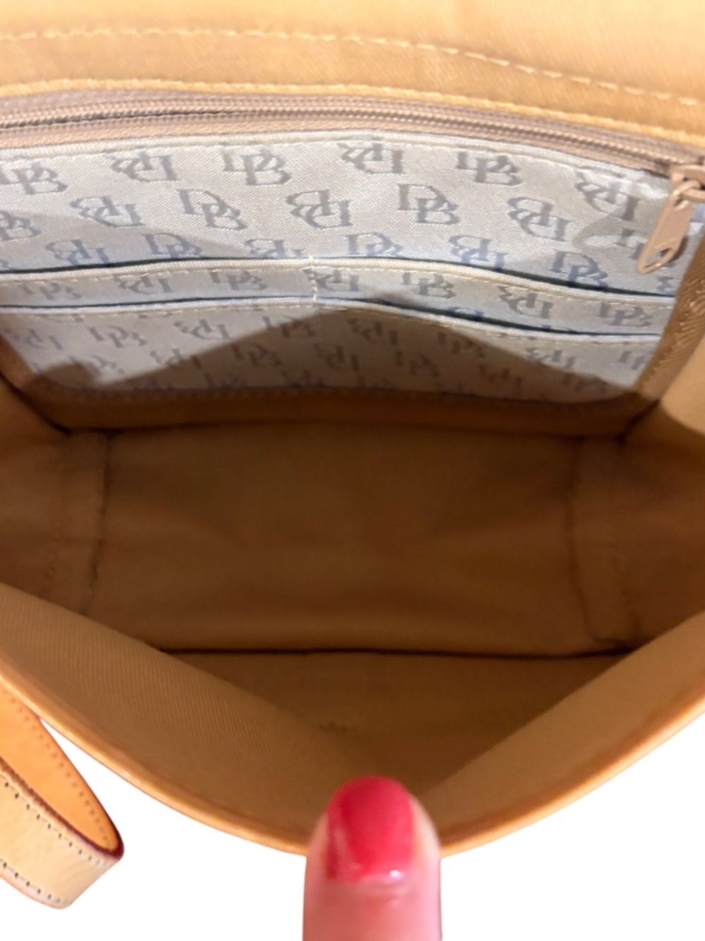 Dooney & Bourke Leather and Canvas Crossbody Signature Logo Bag Vintage Beige - Picture 5 of 12